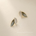 Shangjie OEM aretes elegant dainty moradi color earrings unique small fashion leaf earrings copper cute women stud earrings